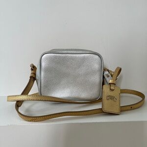 ROVIMOSS Gold Silver Leather Metallic Mini Square Crossbody Bag & Dustbag Chic